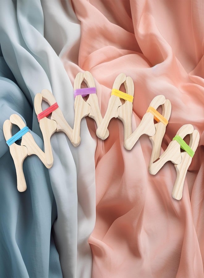 Simgoing 6 Pcs Wooden Play Clips for Kids Montessori and Waldorf Fort Building Kit Silk Clips Giant Wooden Handmade Fort Building for Blankets Silk Construction(Multicolored) - Image 4